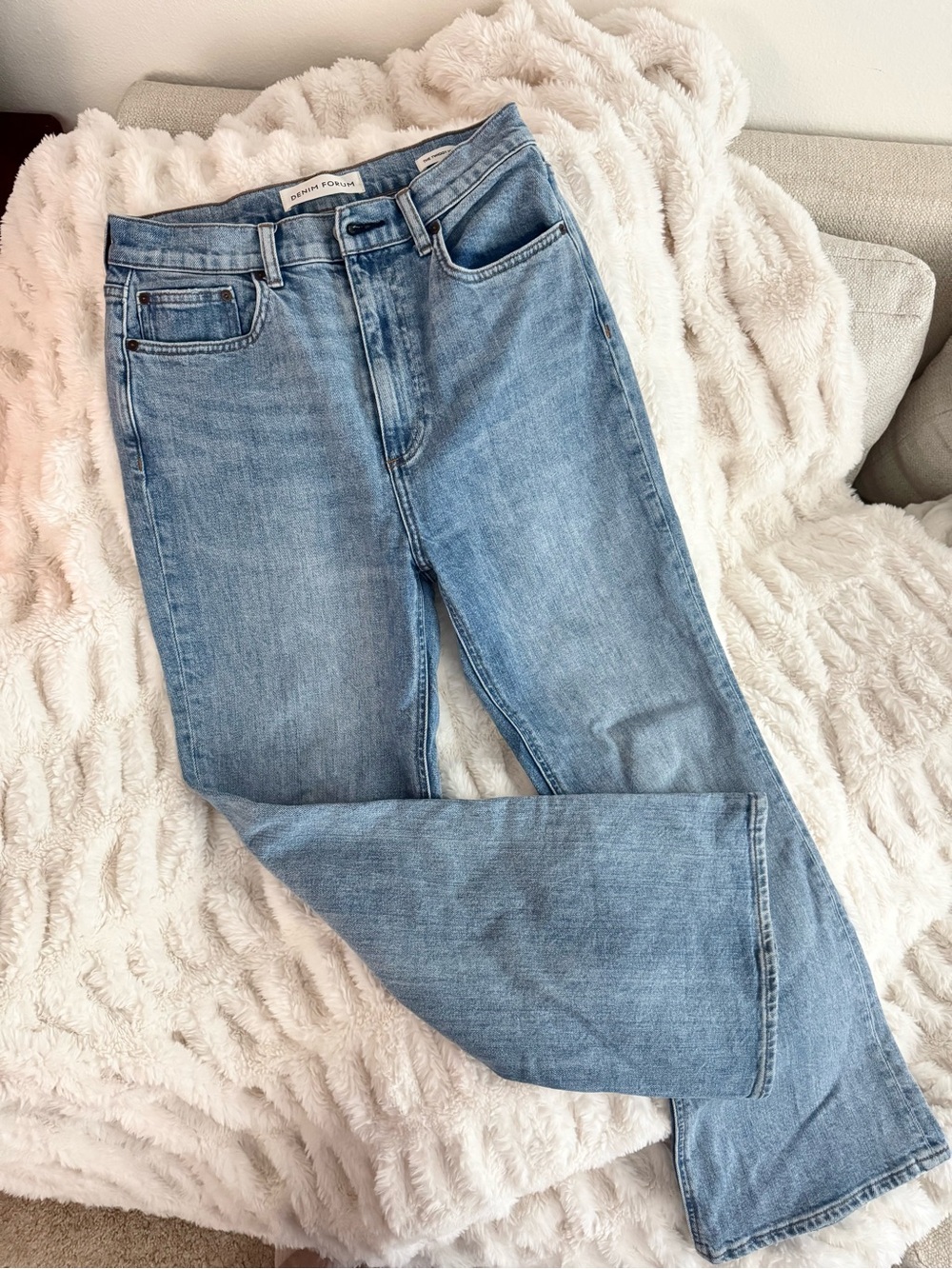 Denim Forum Light Blue Twiggy High-Rise Flare Jeans